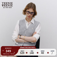 TEENIE WEENIE 小熊2024年早秋V领绞花针织马甲背心外穿内搭女 灰色 160/S