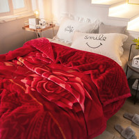 雅鹿拉舍尔毛毯被子冬季加厚午睡盖毯子单人宿舍法兰绒被子休闲毯 294大红【可做被子 贴身保暖】 150X200cm 重约5斤