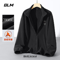 GLM 双面摇粒绒外套 加绒加厚休闲立领夹克 黑#