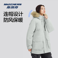 88VIP：SKECHERS 斯凯奇 男女同款羽绒外套长款连帽防泼水防污防油保暖时尚