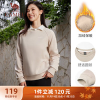 骆驼(CAMEL)加绒套头衫卫衣女圆领休闲运动上衣 C1W1ULL641 锦瑟灰 L