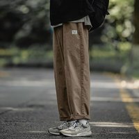 杜里尼纯棉日系潮牌工装裤男复古直筒宽松抽绳束脚长裤春秋潮流休闲裤子