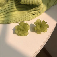 KOSE山茶花耳钉夏季森系小清新耳环2024年新款潮耳夹无耳洞耳饰 银针