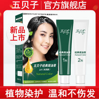 五贝子 新款染发剂自己在家染发剂膏盖白发男女植物染发 2.0天然黑