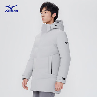 美津浓（MIZUNO）ESSENTIAL系列 男女中长款90白鸭绒羽绒服 10/原石灰 S