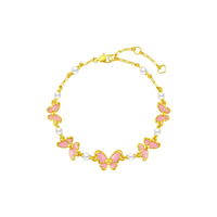 SoinLove VR1449 蝶舞珍珠足金手链 17.5cm 3.75g 芭比联名款