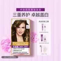 L'OREAL PARIS 卓韵霜染发霜(特润双膏)5.7亚麻浅棕色 染发剂补染盖白天然