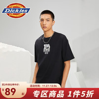 Dickies 帝客 短袖T恤 男纯棉休闲百搭印花logo上衣短袖T恤010181 黑色 S