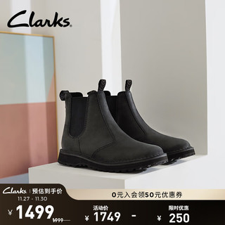 Clarks 其乐 Solsbury系列 男士秋冬厚底英伦百搭切尔西靴短靴 26179 黑色 42