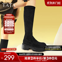 他她(TATA)冬时尚休闲厚底潮流时装靴女WE601DG3 黑色(单里) 39