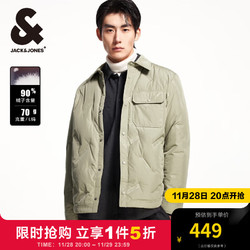 JACK&JONES 杰克琼斯 杰克·琼斯（JACK&JONES）冬男百搭个性时尚简约口袋翻领复古休闲夹克外套羽绒服