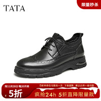 他她（TATA）2024秋时尚休闲皮鞋男TFD02CM4 黑色 40