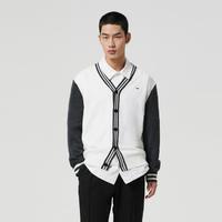 TOMMY HILFIGER Tommy Jeans 男拼色提花宽松落肩纽扣V领开衫针织毛衣外套16209