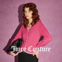 Juicy Couture 橘滋 冰萃莓果Logo纽扣木耳边开襟女式针织衫