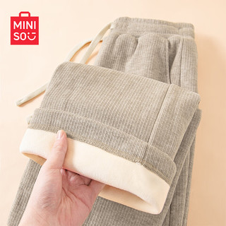 移动端、京东百亿补贴：MINISO 名创优品 阔腿裤女秋冬季新款加绒加厚直筒裤子宽松慵懒风云朵休闲直筒裤子