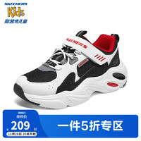 SKECHERS 斯凯奇 熊猫鞋亲子款儿童鞋秋季女童魔术贴老爹运动鞋319029L 男童/白色/炭灰色/WBKR 30码