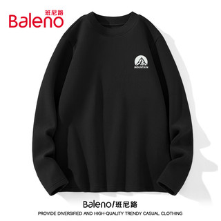 班尼路（Baleno）长袖圆领t恤男加绒保暖冬季纯色内搭上衣设计感简约男士打底衫 黑/半高领-JPB半山圆X 4XL(200-220斤)