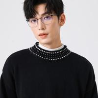 it ccaabb【撞色拼接】秋冬上衣男士毛衣休闲时尚落肩袖