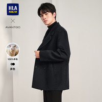 HLA海澜之家大衣男24轻商务经典系列纯羊毛保暖外套男冬 185/100A(XXL) 深灰（净色）(01)