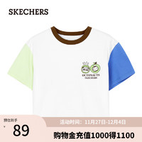 SKECHERS 斯凯奇 2024夏男童圆领短袖T恤海小纵队L224B056 雪白色/00QF M