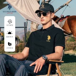 U.S. POLO ASSN. U.S. POLO ASSN秋季男士新款POLO衫翻领透气T恤刺绣短袖休闲商务