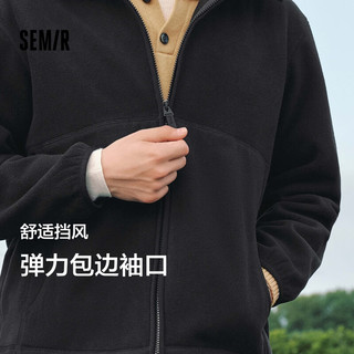 森马（Semir）夹克男抗静电摇粒绒2024毛绒外套连帽冬装百搭款109724108202