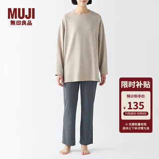 无印良品（MUJI） 女式 粘纤混 针织长外衫 家居服套装 女士睡衣春季 FD1JLC4S 浅米色 XXL（上装170/96A,下装170/78A）