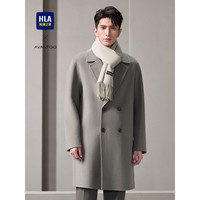 HLA海澜之家大衣男24轻商务经典平驳领纯羊毛外套男冬季 165/84A(S) 卡其（净色）(06)
