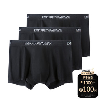 EMPORIO ARMANI EA 阿玛尼 四角平角裤男士内裤 3条装 送男友礼物 111610 CC722 21320黑色 XL