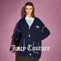 Juicy Couture 橘滋 日久相伴LOGO刺绣撞色边毛织女式外套