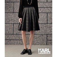 KARL LAGERFELD 法式千鸟格拼接扇形半裙2024秋季