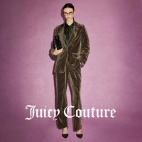 Juicy Couture 橘滋 光影魅力LOGO金属牌丝绒女式休闲裤