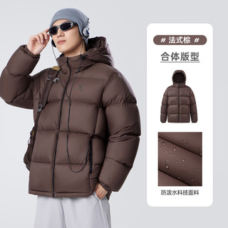 骆驼（CAMEL）男装面包羽绒服秋冬加厚冬季连帽立领保暖外套男M34CR07674 法式棕