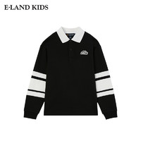 E-LAND KIDS eland kids衣恋童装男童POLO衫2024年秋冬新品美式复古撞色长袖