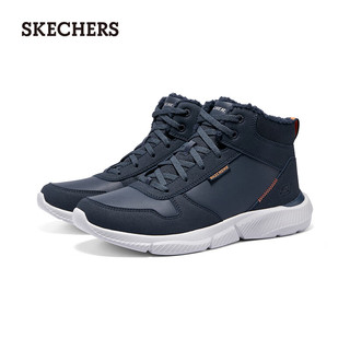 斯凯奇（Skechers）男鞋马丁靴高帮保暖防寒雪地靴冬季加绒男靴男士休闲鞋210788 海军蓝色/NVY 41.5