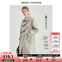 VEGA CHANG牛角扣呢子大衣女冬2024年学院风加厚毛呢大衣 燕麦色长款（160以上） L