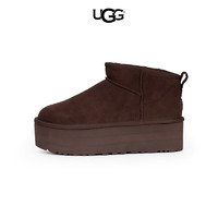 UGG 秋冬女款保暖加厚底迷你短筒雪地靴1135092BCDR红棕色 38