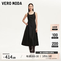 VERO MODA VEROMODA连衣裙女24秋梨形A字裙摆丝缎提花连衣裙时尚通勤 黑色 160/80A/S