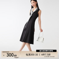 VERO MODA VEROMODA连衣裙季纯色A字长裙收腰无袖V领简约通勤 Black黑色 160/80A/S