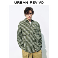 URBAN REVIVO UR男装时尚休闲经典撞色条纹开襟衬衫UML240030