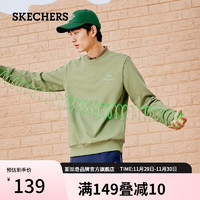 斯凯奇（Skechers）秋冬男女同款圆领卫衣复古宽松舒适长袖打底衫L323U122 铬绿色/01MX XXL