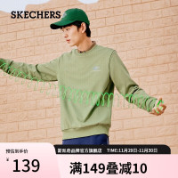 斯凯奇（Skechers）秋冬男女同款圆领卫衣复古宽松舒适长袖打底衫L323U122 铬绿色/01MX