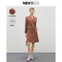 NEXY.CO 奈蔻 秋季商务通勤含纯羊毛气质收腰西装连衣裙女