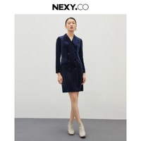 NEXY.CO 奈蔻 秋季气质商务礼服连衣裙女丝绒直筒中长裙