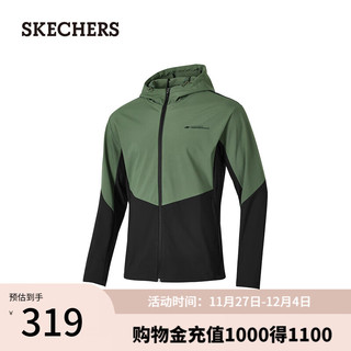 SKECHERS 斯凯奇 2024年秋季男女同款保温保暖加绒梭织P424M121 百里香绿/031F L