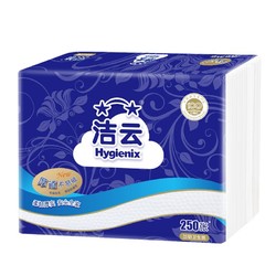 Hygienix 洁云 加韧250张压花方包纸家用卫生纸草纸厕所抽取式厕纸 6包