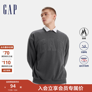 Gap 盖璞 男女装2024秋冬新款远红外发热抗静电摇粒绒卫衣上衣676242 灰色 175/96A(L)亚洲尺码