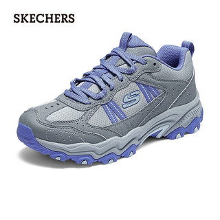 斯凯奇（Skechers）女鞋2024年厚底舒适休闲运动鞋增高登山鞋徒步鞋180125 灰色/紫色/GYPR 39