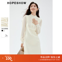 HOPESHOW 红袖 女装针织连衣裙 米白004