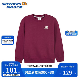 SKECHERS 斯凯奇 童装男女中大童卫衣2024秋季新款舒适儿童休闲上衣L424K046